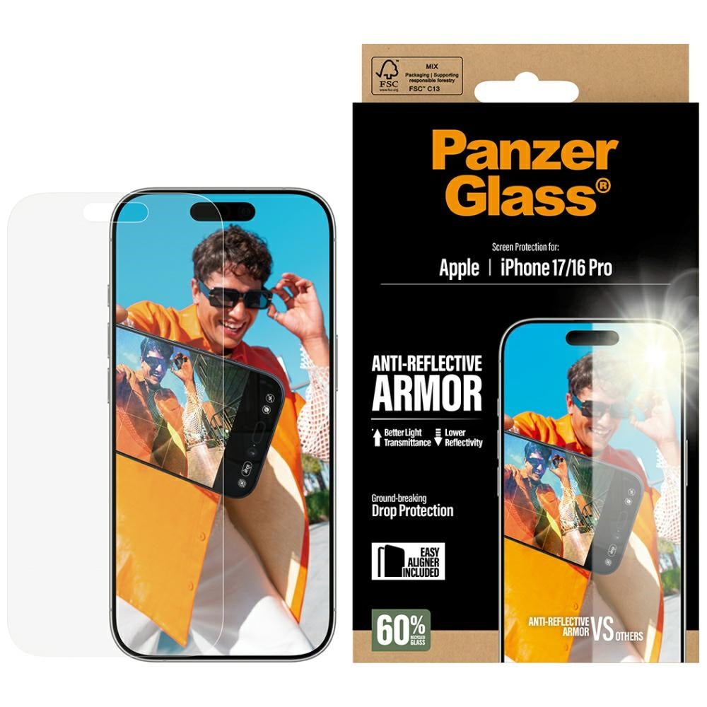 Folia ochronna Matte PanzerGlass Armor EasyAligner do Apple iPhone 17 / 16 Pro, Szkło Hartowane, Full Glue