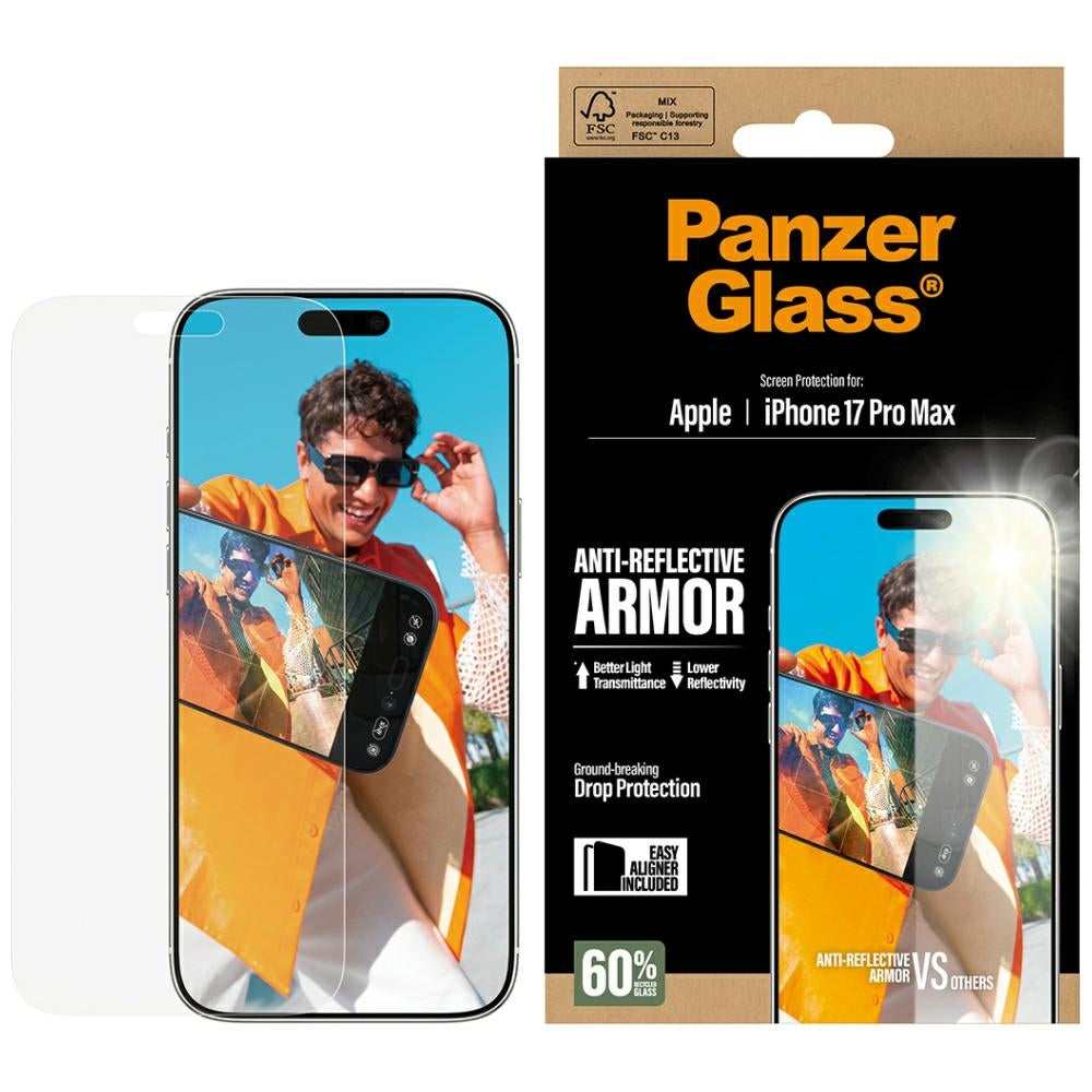 Folia ochronna Matte PanzerGlass Armor EasyAligner do Apple iPhone 17 Pro Max, Szkło Hartowane, Full Glue