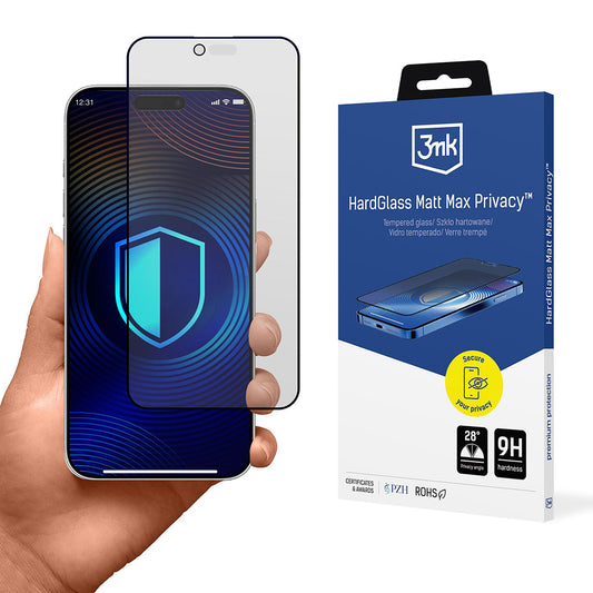 Folia ochronna Matte Privacy 3MK HardGlass Max do Apple iPhone 17 Air, Hartowane szkło, Full Glue