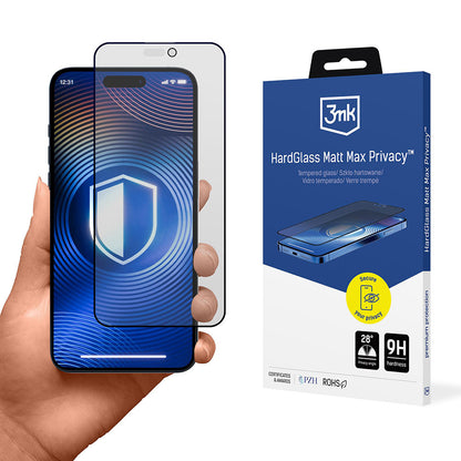 Folia ochronna Matte Privacy 3MK HardGlass Max do Apple iPhone 17 Pro, Hartowane szkło, Full Glue