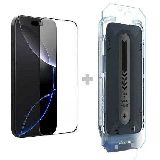 Folia ochronna na ekran Nillkin CP+ Pro z aplikatorem do Apple iPhone 16 Pro Max, szkło hartowane, pełna warstwa kleju, czarna