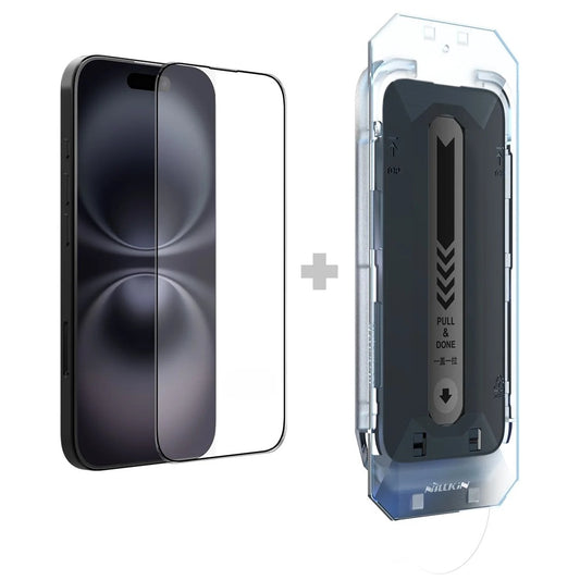 Folia ochronna na ekran Nillkin CP+ Pro z aplikatorem do Apple iPhone 16, szkło hartowane, pełna warstwa kleju, czarna