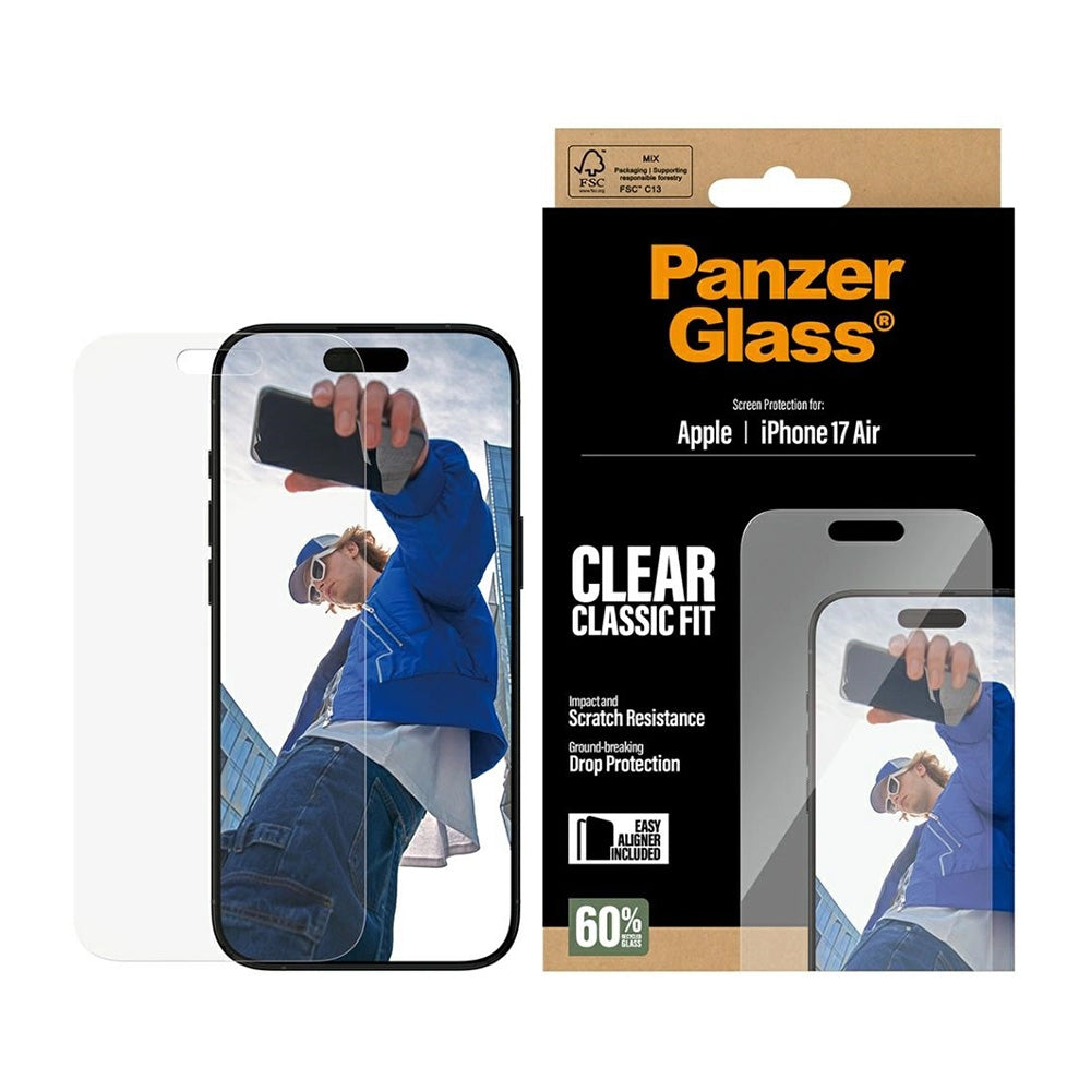 Folia ochronna do ekranu PanzerGlass Classic Fit EasyAligner dla Apple iPhone 17 Air, Szkło Hartowane, Full Glue