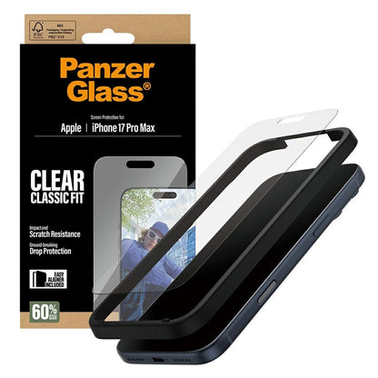 Folia ochronna do ekranu PanzerGlass Classic Fit EasyAligner dla Apple iPhone 17 Pro Max, Szkło Hartowane, Pełne Klejenie