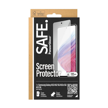 Folia ochronna na ekran PanzerGlass Safe. Ultra-Wide Fit dla Samsung Galaxy A53 5G A536 / A52s 5G A528 / A52 5G A526, Hartowane szkło, Pełne klejenie.