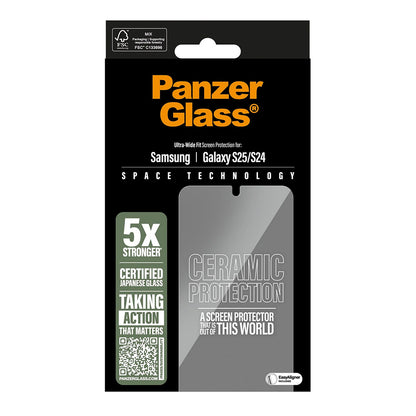 Folia ochronna do ekranu PanzerGlass Ultra-Wide Ceramic EasyAligner dla Samsung Galaxy S25 S931 / S24 S921, Szkło Hartowane, Pełne Klejenie
