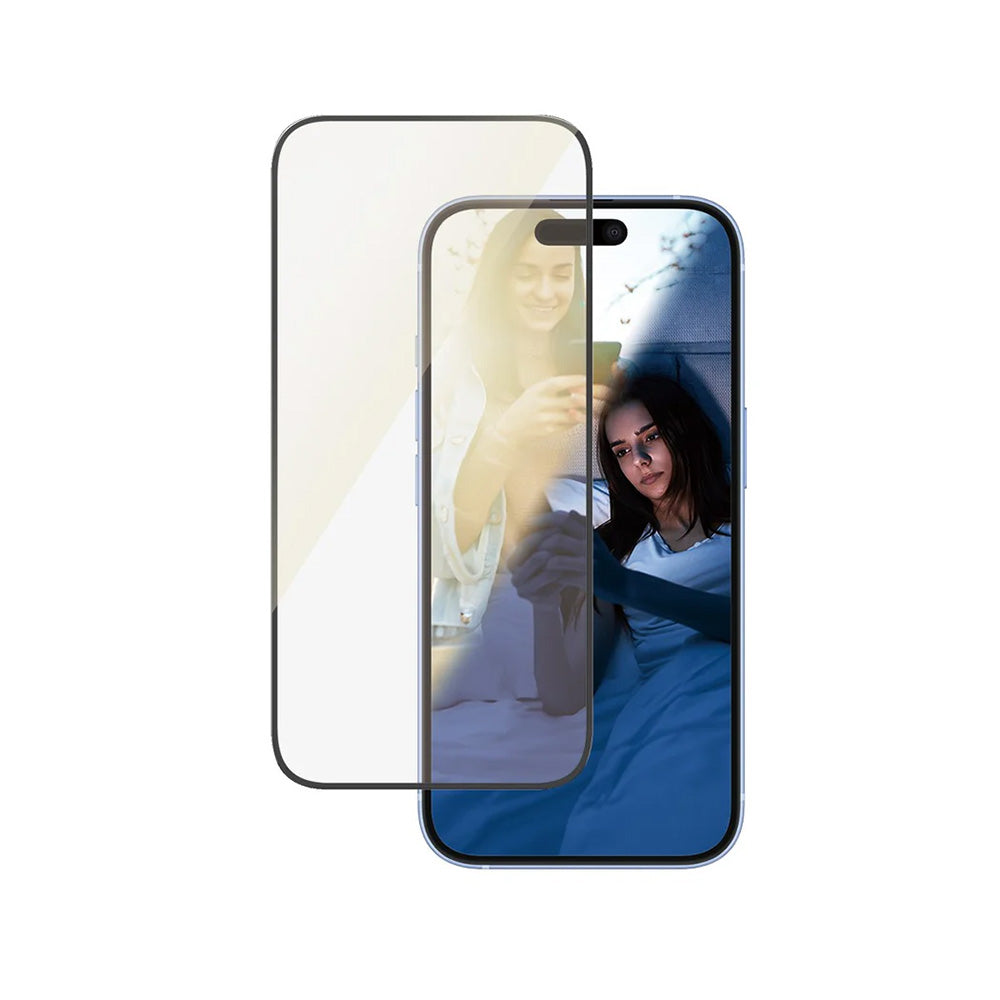 Folia ochronna do ekranu PanzerGlass Ultra-Wide Fit EyeCare dla Apple iPhone 16 / 15, Hartowane szkło, Pełne klejenie, Czarna