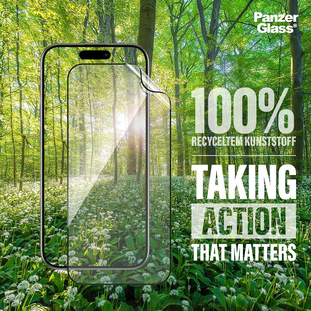 Folia ochronna do ekranu PanzerGlass Ultra-Wide Fit EyeCare dla Apple iPhone 16 / 15, Hartowane szkło, Pełne klejenie, Czarna