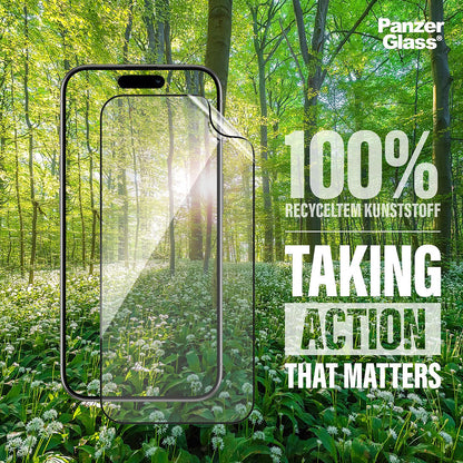 Folia ochronna do ekranu PanzerGlass Ultra-Wide Fit EyeCare dla Apple iPhone 16 / 15, Hartowane szkło, Pełne klejenie, Czarna