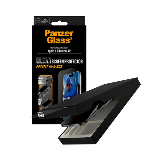 Folia ochronna na ekran PanzerGlass Ultra-Wide Fit Fastfit dla Apple iPhone 17 Air, Szkło Hartowane, Pełne Klejenie, Czarna