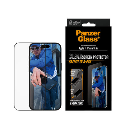 PanzerGlass Ultra-Wide Fit Fastfit Screen Protector for Apple iPhone 17 Air, Tempered Glass, Full Glue, Black