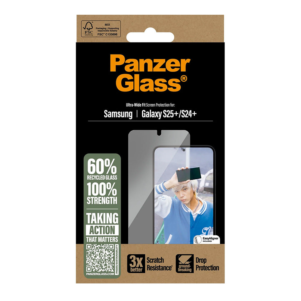 Folia ochronna na ekran PanzerGlass Ultra-Wide Fit dla Samsung Galaxy S25+ S936 / S24+ S926, Hartowane szkło, Pełne klejenie