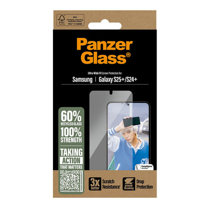 Folia ochronna na ekran PanzerGlass Ultra-Wide Fit dla Samsung Galaxy S25+ S936 / S24+ S926, Hartowane szkło, Pełne klejenie