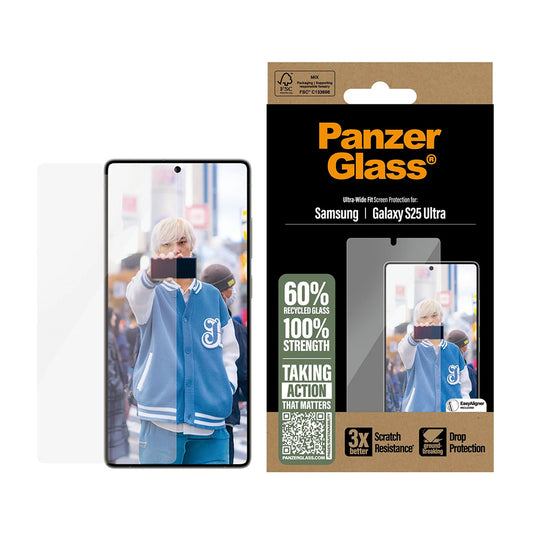 Folia ochronna do ekranu PanzerGlass Ultra-Wide Fit dla Samsung Galaxy S25 Ultra S938, Szkło Hartowane, Pełne Klejenie
