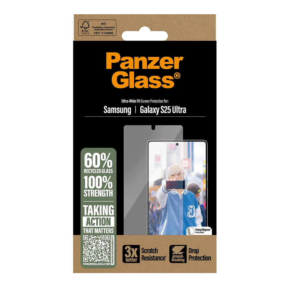 Folia ochronna do ekranu PanzerGlass Ultra-Wide Fit dla Samsung Galaxy S25 Ultra S938, Szkło Hartowane, Pełne Klejenie