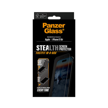 Folia ochronna do ekranu PanzerGlass Ultra-Wide Fit Stealth Fastfit dla Apple iPhone 17 Air, Hartowane szkło, Pełne klejenie, Czarna