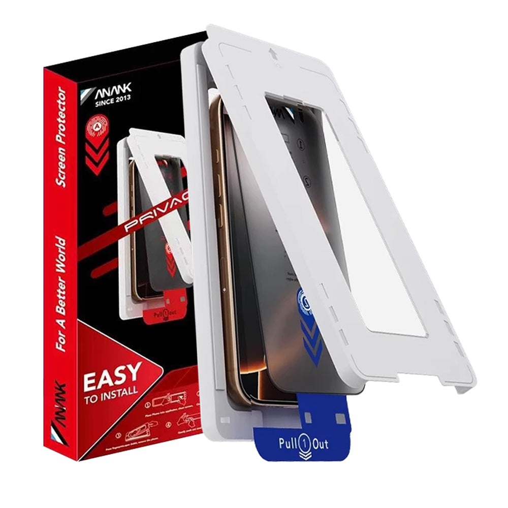 Folia ochronna na ekran Privacy Anank 2X Wzmocniona do Apple iPhone 15 Pro Max, Szkło hartowane, Pełna klej, 2.5D