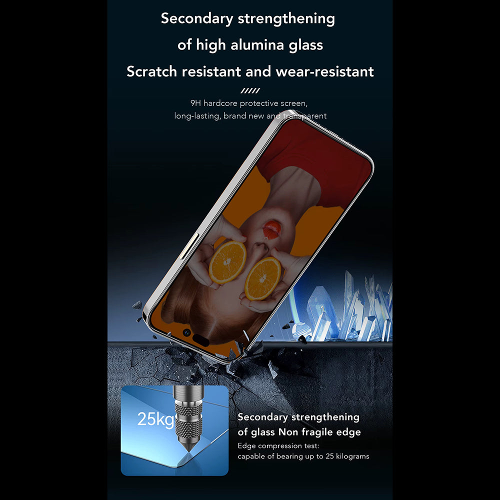 Folia ochronna na ekran Privacy Anank 2X Wzmocniona do Apple iPhone 15 Pro, Szkło hartowane, Pełny klej, 2.5D