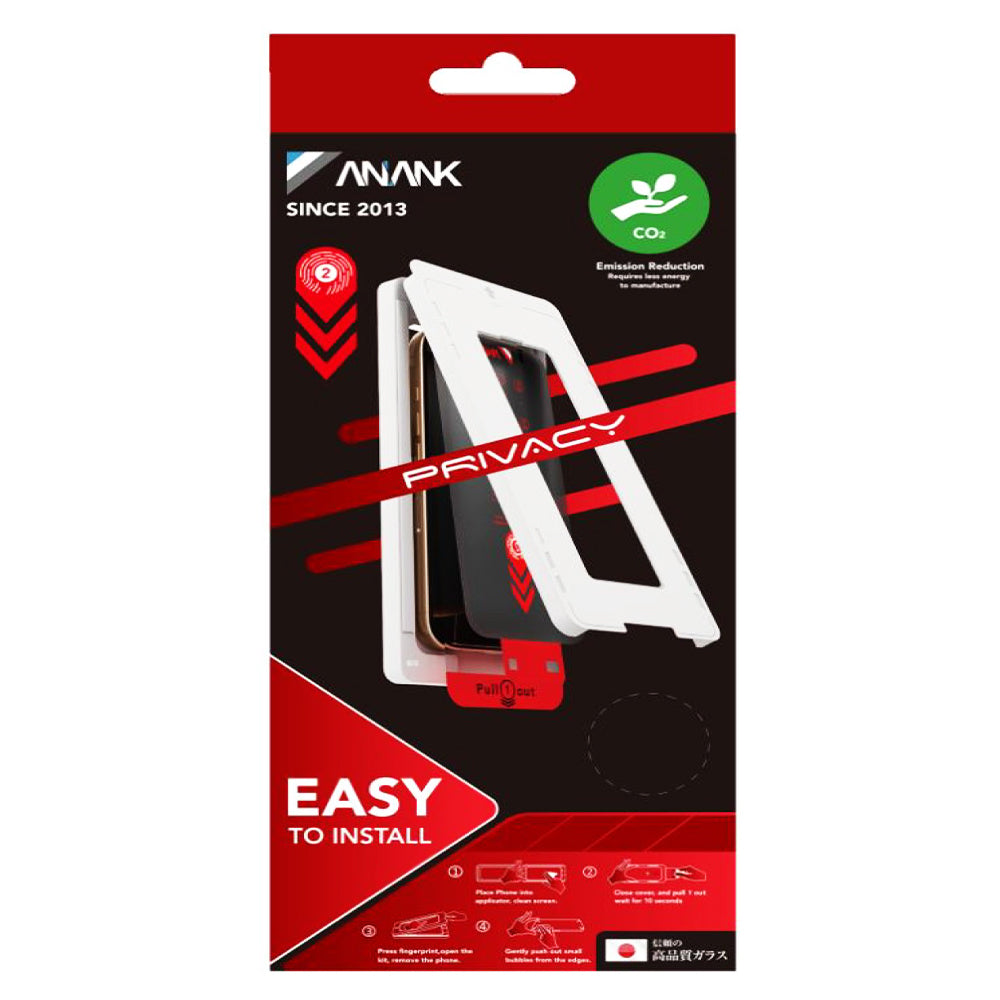 Folia ochronna na ekran Privacy Anank 2X Wzmocniona do Apple iPhone 15 Pro, Szkło hartowane, Pełny klej, 2.5D