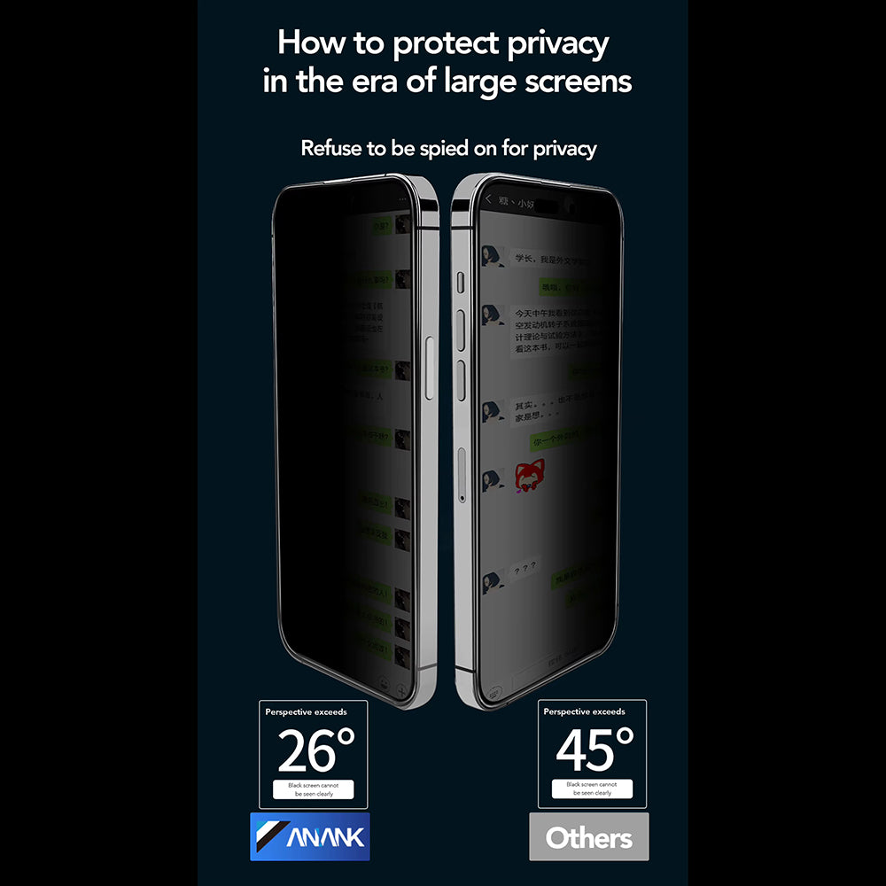 Folia ochronna Ecran Privacy Anank 5X Reinforced Applicator dla Apple iPhone 17, Szkło Hartowane, Full Glue, 2.5D