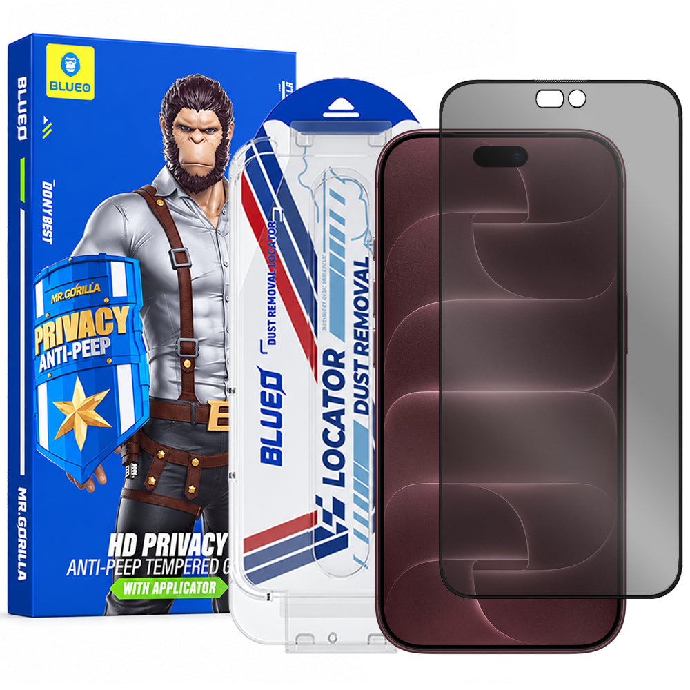 Szkło ochronne na ekran Privacy Blueo Anti-Peep Applicator Pro do Apple iPhone 18 Pro Max, szkło hartowane, pełny klej