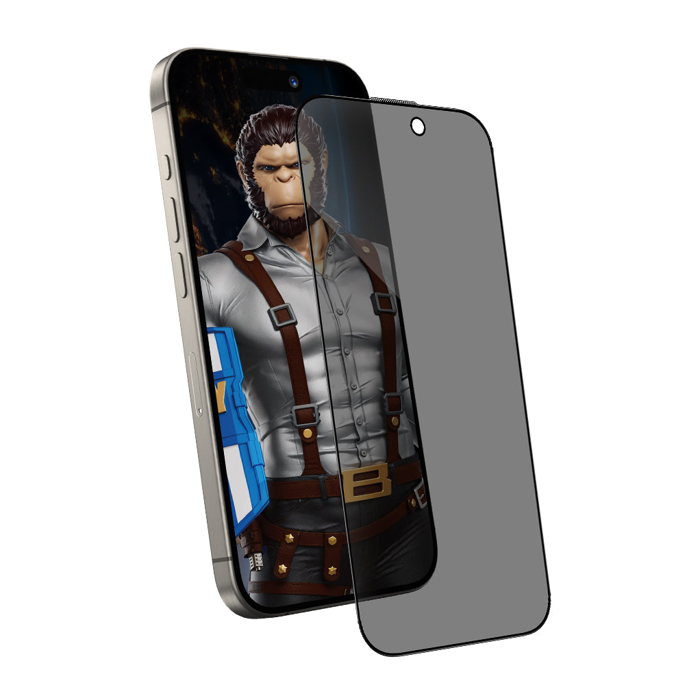 Folia ochronna na ekran Privacy Blueo Anti-Peep dla Apple iPhone 16 / 15, szkło hartowane, pełna klejność