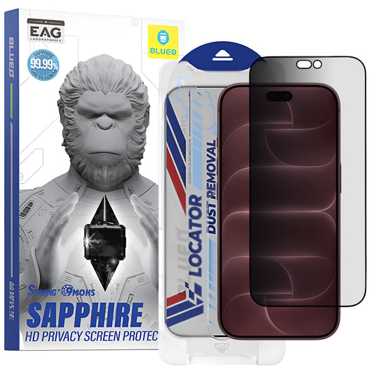 Szkło ochronne na ekran Privacy Blueo Premium Sapphire Applicator do Apple iPhone 18 Pro Max, szkło hartowane, pełna warstwa kleju