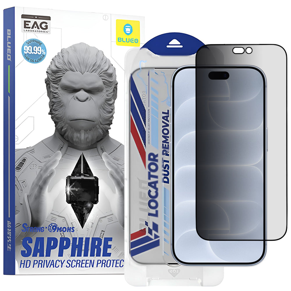 Szkło ochronne na ekran Privacy Blueo Premium Sapphire Applicator do Apple iPhone 18 Pro, szkło hartowane, pełny klej
