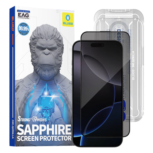 Folia ochronna Ecran Privacy Blueo Sapphire Applicator Pro dla Apple iPhone 17 Pro Max / 16 Pro Max, Hartowane Szkło, Pełne Klejenie