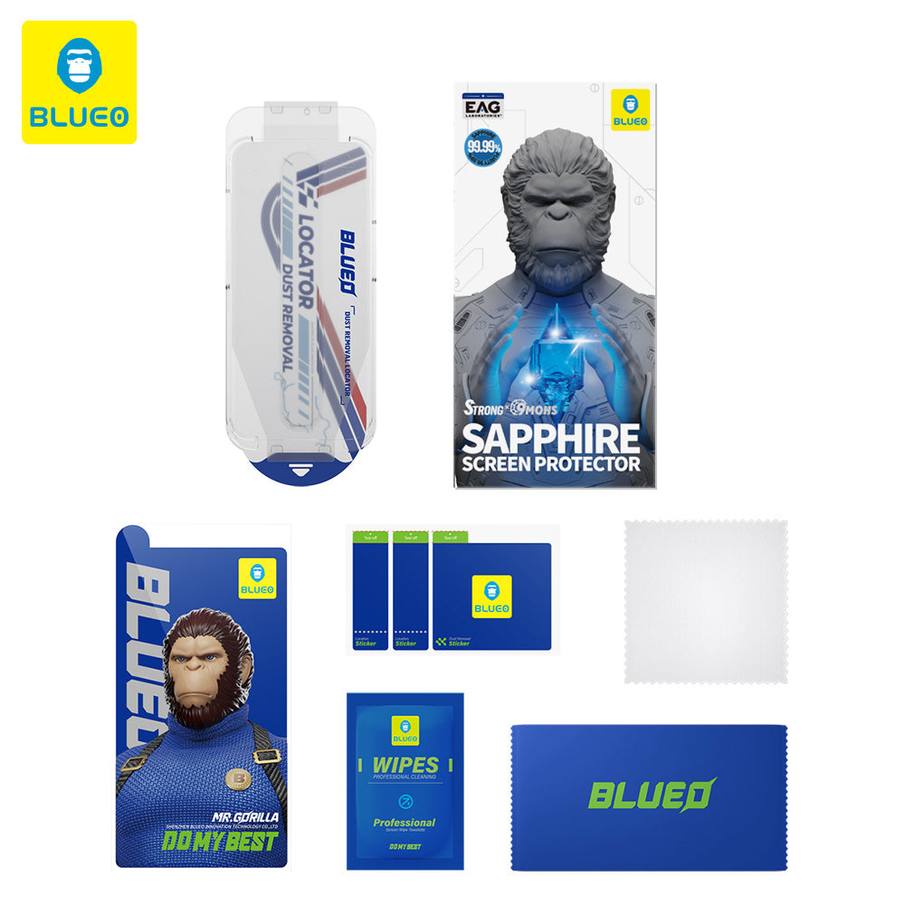 Folia ochronna Ecran Privacy Blueo Sapphire Applicator Pro dla Apple iPhone 17 Pro Max / 16 Pro Max, Hartowane Szkło, Pełne Klejenie