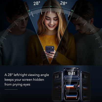 Folia ochronna na ekran Privacy ESR Armorite UltraFit do Apple iPhone 18 Pro, szkło hartowane, pełna warstwa kleju, zestaw 2 sztuki