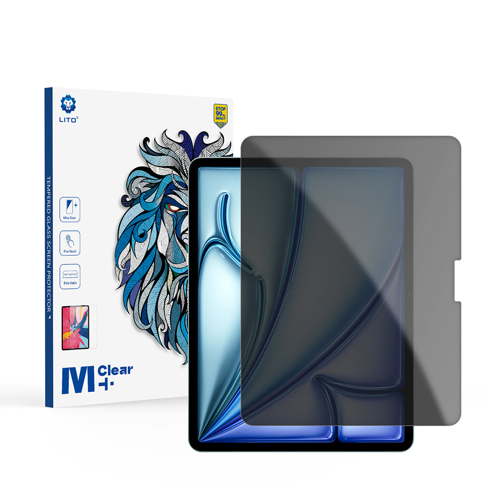 Lito Classic Privacy Screen Protector for Apple iPad Air 13 (2026) / Air 13 (2024), Tempered Glass, Full Glue, 2.5D