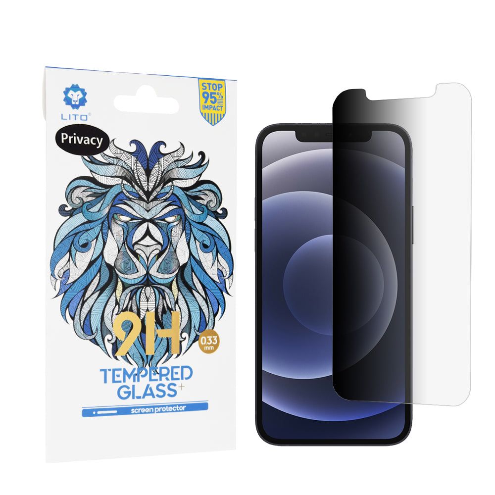 Folia ochronna na ekran Privacy Lito Classic do Apple iPhone 12 / 12 Pro, szkło hartowane, pełna klej, 2.5D