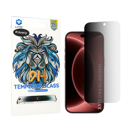 Folia ochronna na ekran Privacy Lito Classic do Apple iPhone 18 Pro Max, szkło hartowane, pełna klej, 2.5D