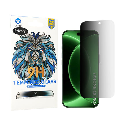 Folia ochronna na ekran Privacy Lito Classic do Apple iPhone 18 Pro, szkło hartowane, pełna klej, 2.5D