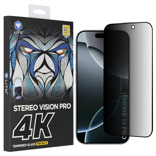 Folia ochronna Privacy Screen Lito D+ Max 4K dla Apple iPhone 17 / 16 Pro, Szkło Hartowane, Pełne Klejenie