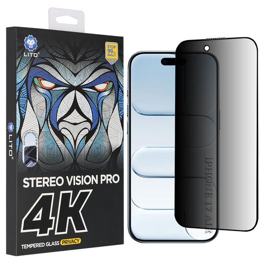 Folia ochronna Privacy Screen Lito D+ Max 4K dla Apple iPhone 17 Air, Hartowane szkło, Pełne klejenie
