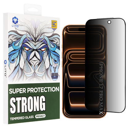 Folia ochronna Privacy Lito D+ Max Strong na ekran dla Apple iPhone 17 Pro Max, Hartowane szkło, Pełne klejenie