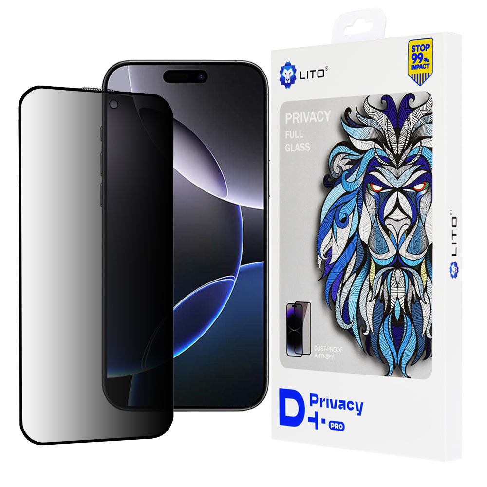 Folia ochronna na ekran Privacy Lito D+ Pro do Apple iPhone 16 Pro Max, szkło hartowane, pełna warstwa kleju