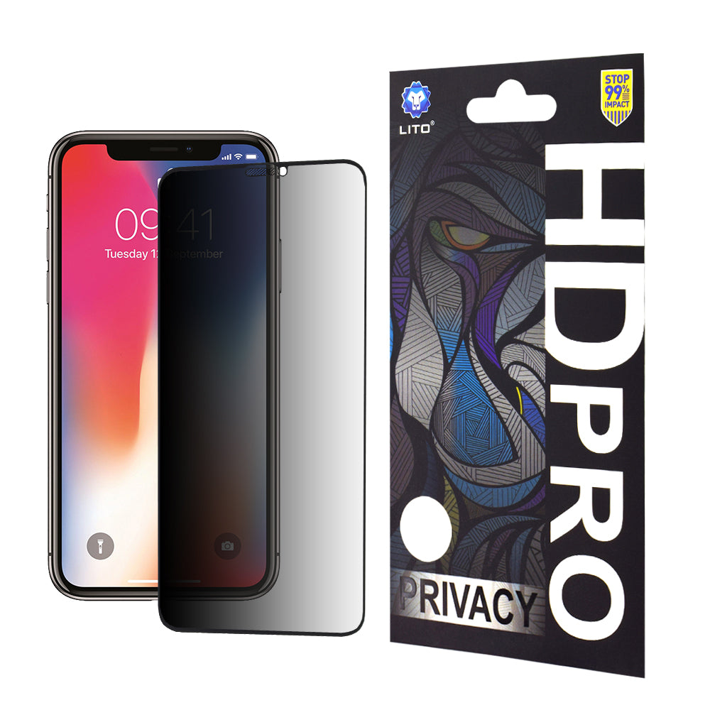Folia ochronna na ekran Privacy Lito HD Pro do Apple iPhone 11 Pro / XS / X, szkło hartowane, pełna warstwa kleju
