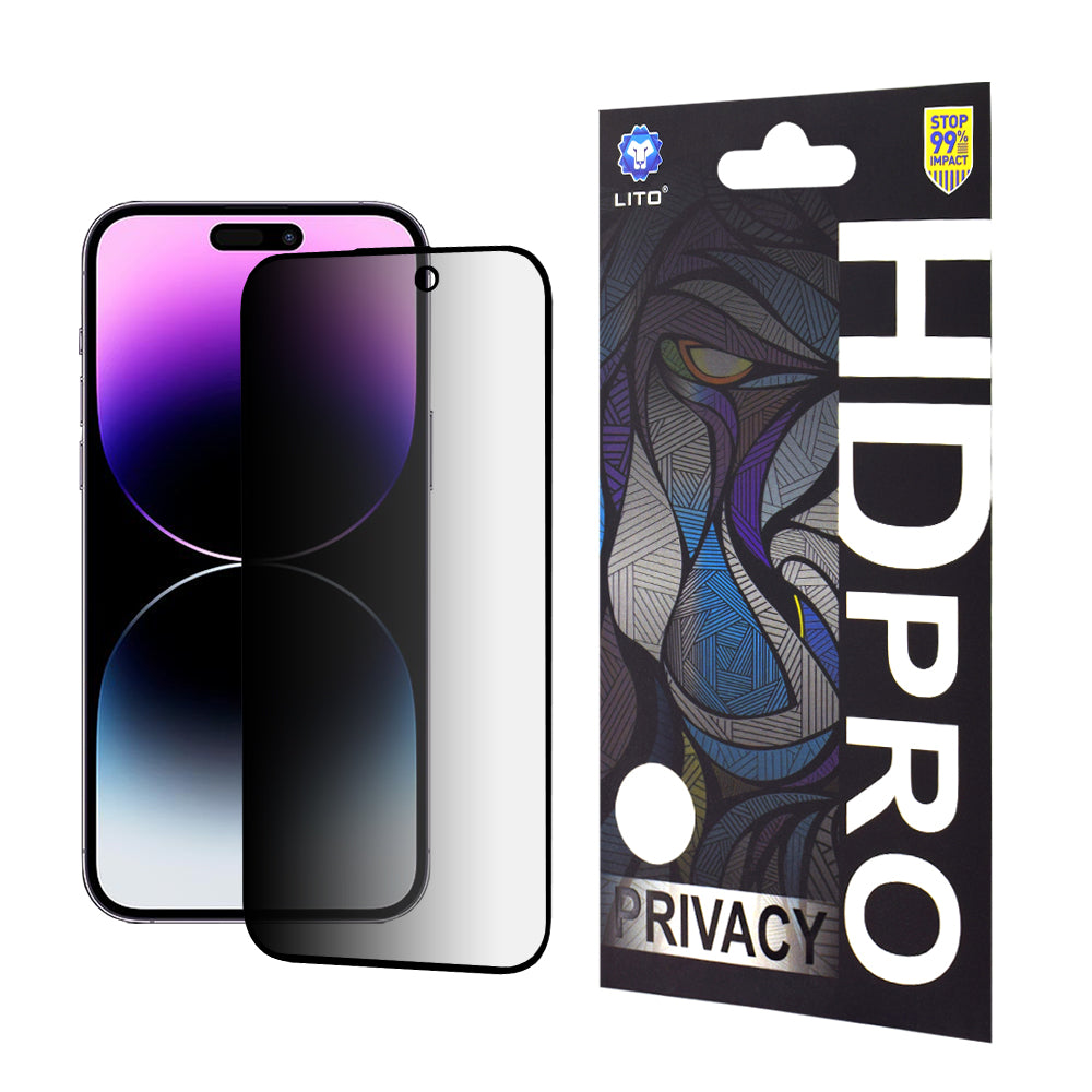 Folia ochronna na ekran Privacy Lito HD Pro do Apple iPhone 14 Pro Max, szkło hartowane, pełna warstwa kleju