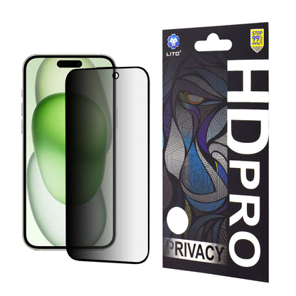 Folia ochronna na ekran Privacy Lito HD Pro do Apple iPhone 15 Plus, szkło hartowane, pełna warstwa kleju
