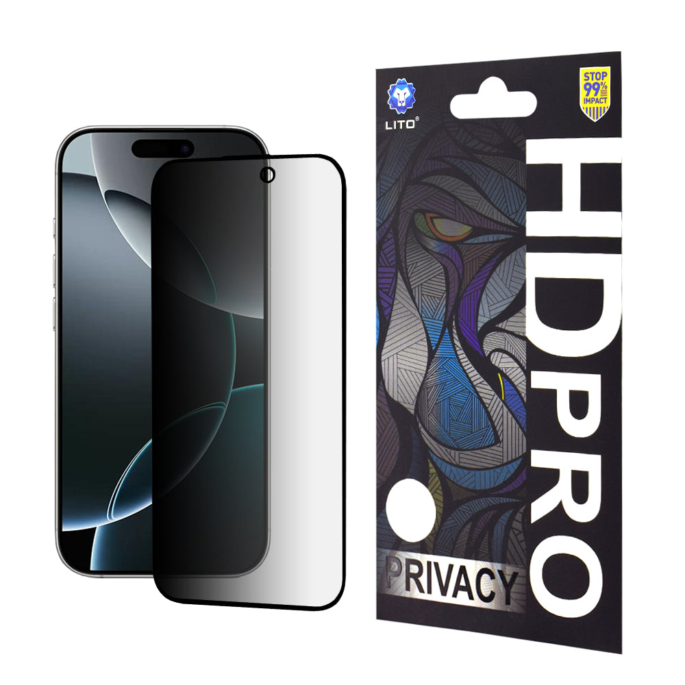 Folia ochronna na ekran Privacy Lito HD Pro do Apple iPhone 16 Pro, szkło hartowane, pełna warstwa kleju