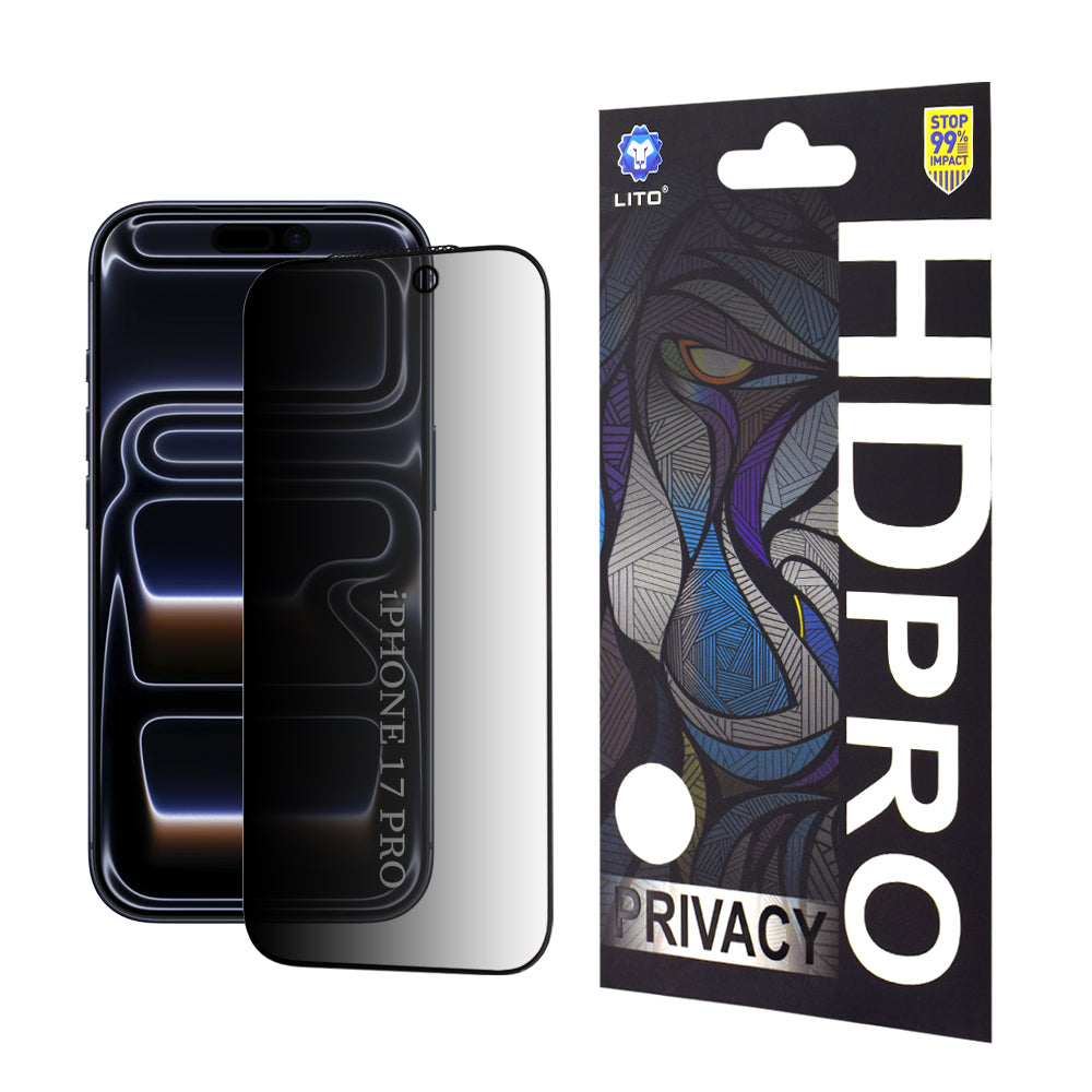 Folia ochronna Ecran Privacy Lito HD Pro do Apple iPhone 17 Pro, Szkło Hartowane, Full Glue