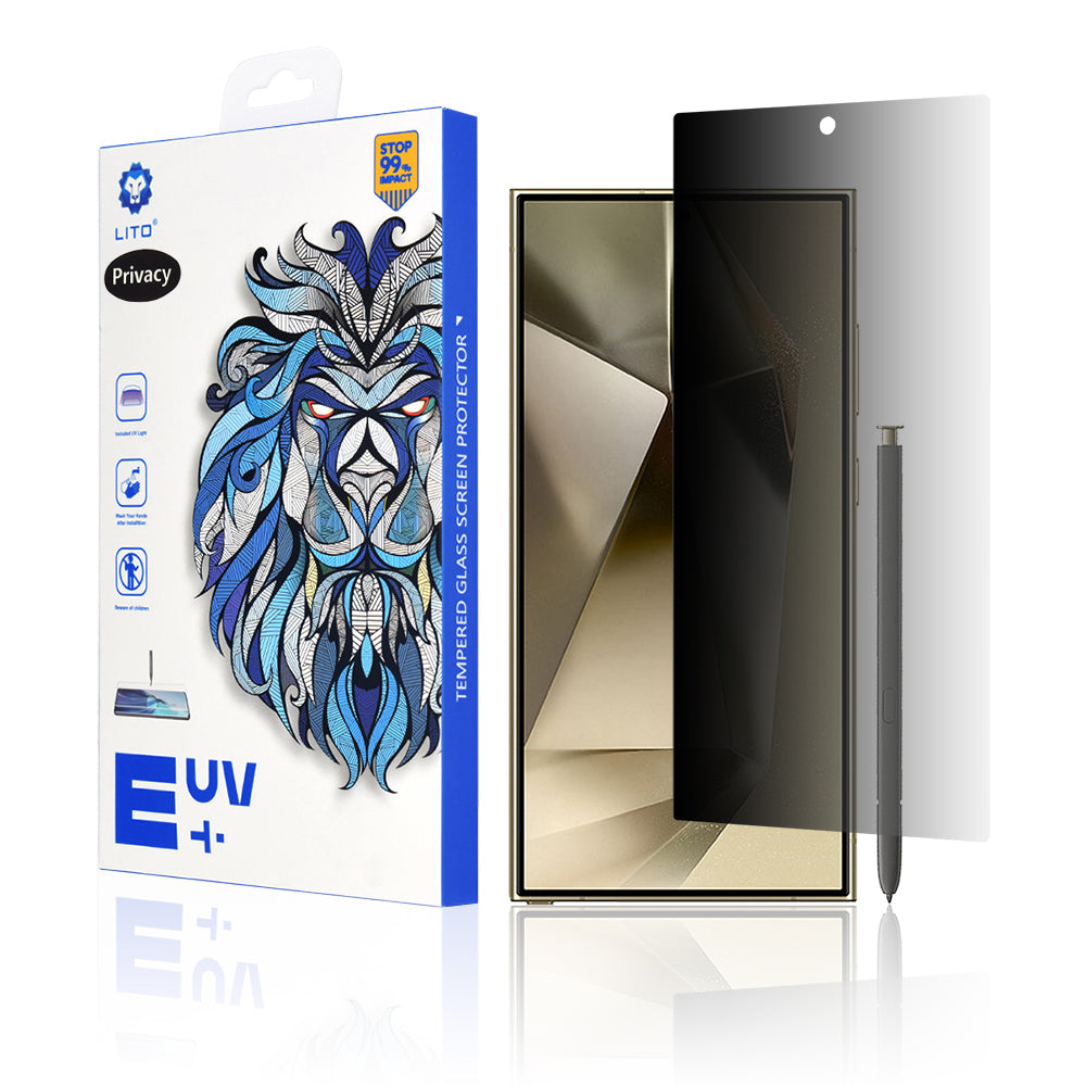 Lito Privacy Screen Protector for Samsung Galaxy S24 Ultra S928, Tempered Glass, UV Glue, 3D