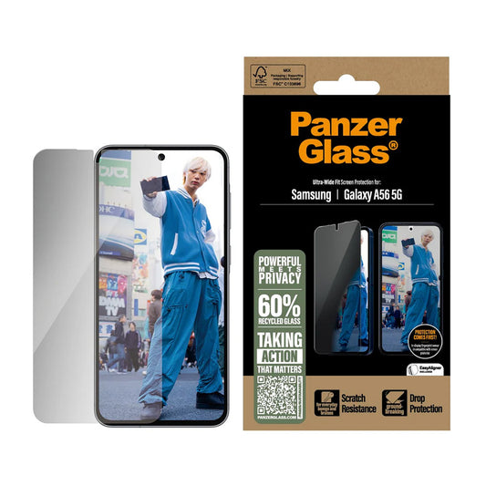 Folia ochronna do ekranu Privacy PanzerGlass Ultra-Wide Fit dla Samsung Galaxy A56 A566, Szkło Hartowane, Full Glue
