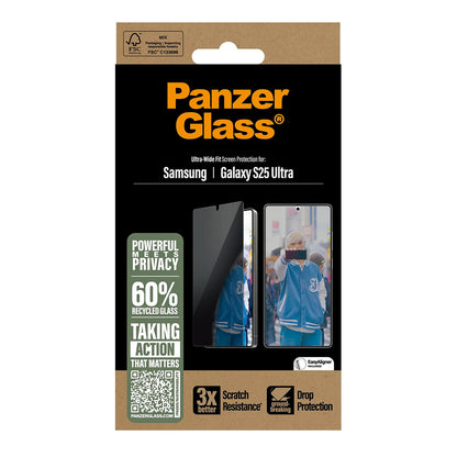 PanzerGlass Ultra-Wide Fit Privacy Screen Protector for Samsung Galaxy S25 Ultra S938, Tempered Glass, Full Glue