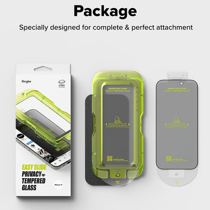Privacy Screen Protector Ringke Easy Slide for Apple iPhone 17 Air, Tempered Glass, Full Glue, Set of 2 pieces