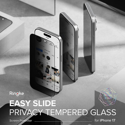 Privacy Screen Protector Ringke Easy Slide for Apple iPhone 17 Pro Max, Tempered Glass, Full Glue, Set of 2 pieces