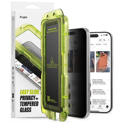 Folia ochronna na ekran Privacy Ringke Easy Slide do Apple iPhone 18 Pro, szkło hartowane, pełna klej, zestaw 2 sztuki